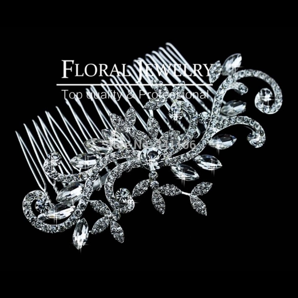 Leaf crystal imitation bridal hair clip
